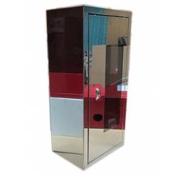 Шкаф для огнетушителей из зеркальной нержавеющей стали ШПО-103 НОН (навесной/напольный, открытый) 