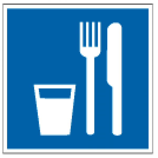 Знак D01 "Пункт (место) приема пищи" (ГОСТ 12.4.026-2015) 200х200 мм